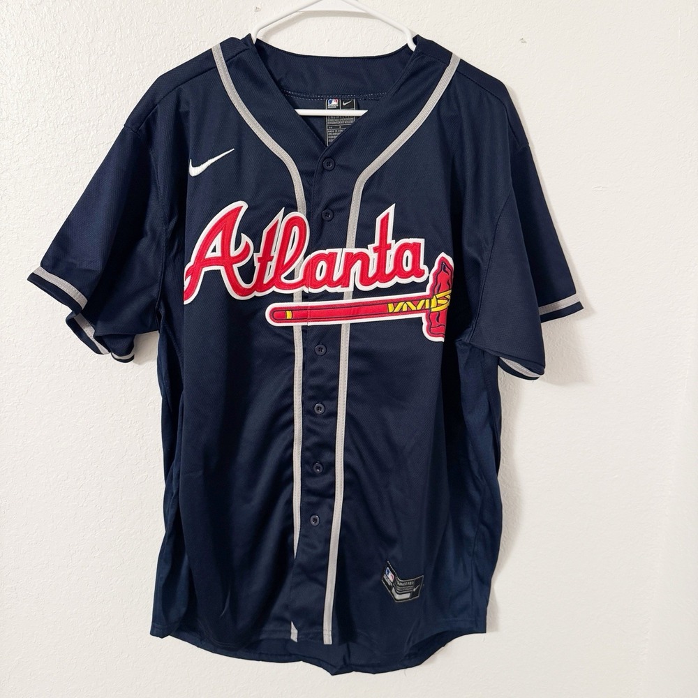 Men's Atlanta Braves Austin Riley Nike Navy Alternate Jersey #27 Size 44 L